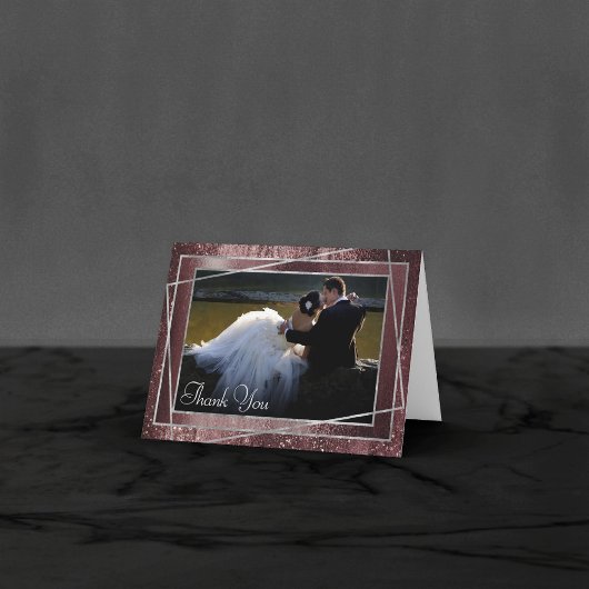 Glitzy Minimalism | Cassis Purple Glitter Photo Bedankkaart