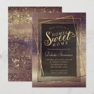 Glitzy Minimalism Donkere Roos Gold Home Sweet H Kaart