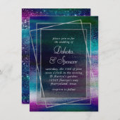 Glitzy Minimalisme| Iridescent Holographic Wedding Kaart (Voorkant / Achterkant)