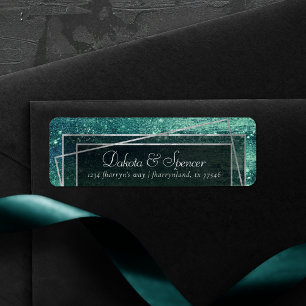 Glitzy Minimalist Iridescent Green Folie Address Etiket