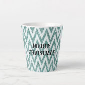 Glitzy Mint Groen Witte Chevron Stripes Kerstmis Latte Mok (Voorkant)