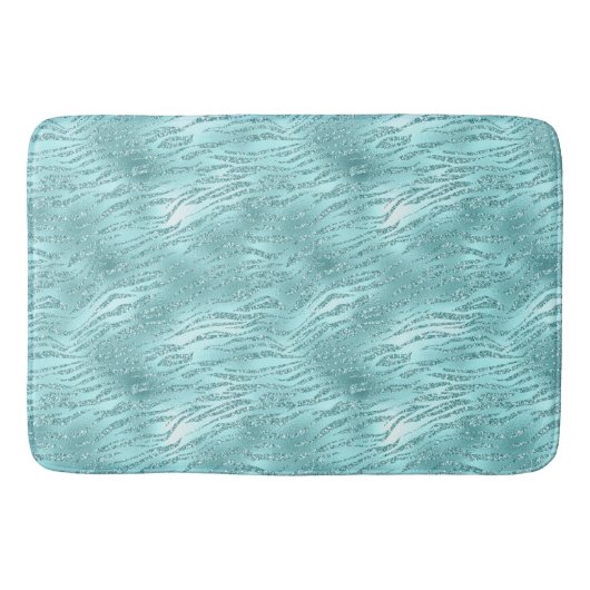 Glitzy Mint Zebra Print Badmat (Voorkant)