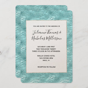 Glitzy Mint Zebra Print Bruiloft Kaart