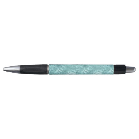 Glitzy Mint Zebra Print Pen (Voorkant)