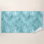 Glitzy Mint Zebra Print Strandlaken (Voorkant)