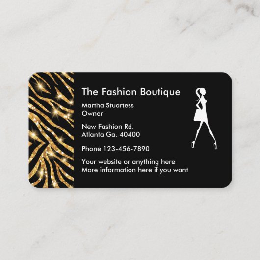 Glitzy Mode Boutique Design Visitekaartje (Voorkant)