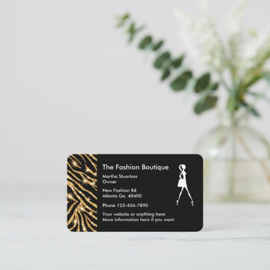 Glitzy Mode Boutique Design Visitekaartje (Staand voorkant)