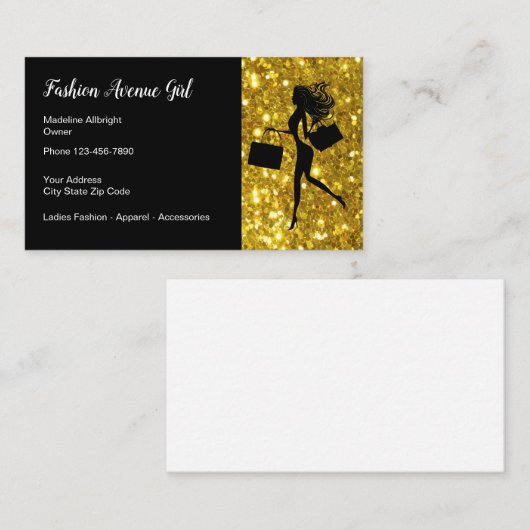 Glitzy Mode en kleding Visitekaartje (Voorkant / Achterkant)