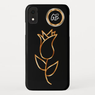 Glitzy Monogram Bling Floral Design Case-Mate iPhone Case