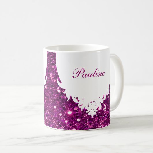 Glitzy Monogram Coffee Mok (Voorkant rechts)