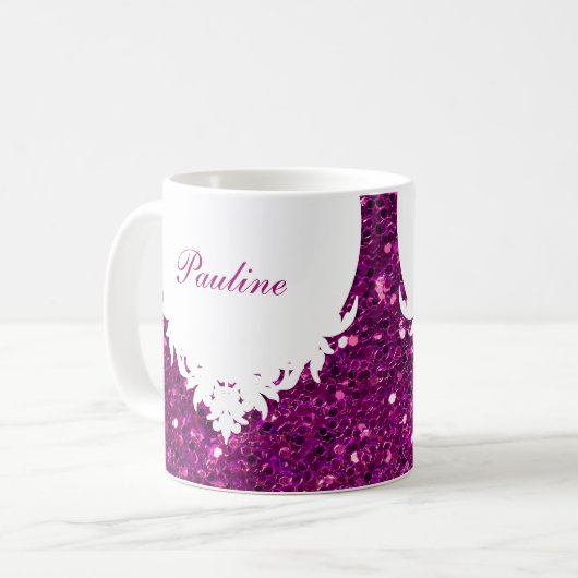 Glitzy Monogram Coffee Mok (Voorkant links)