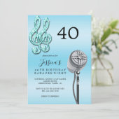 Glitzy Music Note & Microfoon Karaoke Verjaardag I Kaart (Staand voorkant)