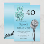 Glitzy Music Note & Microfoon Karaoke Verjaardag I Kaart (Voorkant / Achterkant)