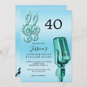 Glitzy Music Note & Microfoon Karaoke Verjaardag I Kaart (Voorkant / Achterkant)