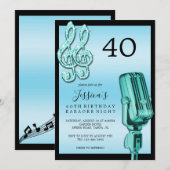 Glitzy Music Note & Microfoon Karaoke Verjaardag I Kaart (Voorkant / Achterkant)