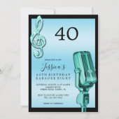 Glitzy Music Note & Microfoon Karaoke Verjaardag I Kaart (Voorkant)