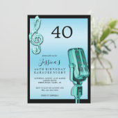 Glitzy Music Note & Microfoon Karaoke Verjaardag I Kaart (Staand voorkant)