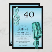 Glitzy Music Note & Microfoon Karaoke Verjaardag I Kaart (Voorkant / Achterkant)