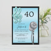 Glitzy Music Note & Microfoon Karaoke Verjaardag I Kaart (Staand voorkant)