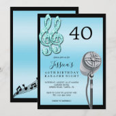 Glitzy Music Note & Microfoon Karaoke Verjaardag I Kaart (Voorkant / Achterkant)