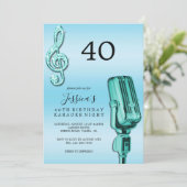 Glitzy Music Note & Microfoon Karaoke Verjaardag I Kaart (Staand voorkant)