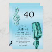 Glitzy Music Note & Microfoon Karaoke Verjaardag I Kaart (Voorkant / Achterkant)