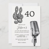 Glitzy Music Note & Microfoon Karaoke Verjaardag Kaart (Voorkant)