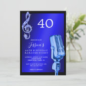 Glitzy Music Note & Microfoon Karaoke Verjaardag Kaart (Staand voorkant)