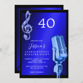 Glitzy Music Note & Microfoon Karaoke Verjaardag Kaart (Voorkant / Achterkant)