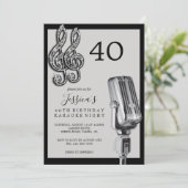 Glitzy Music Note & Microfoon Karaoke Verjaardag Kaart (Staand voorkant)