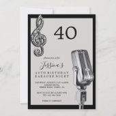 Glitzy Music Note & Microfoon Karaoke Verjaardag Kaart (Voorkant)