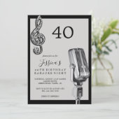 Glitzy Music Note & Microfoon Karaoke Verjaardag Kaart (Staand voorkant)