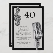 Glitzy Music Note & Microfoon Karaoke Verjaardag Kaart (Voorkant / Achterkant)