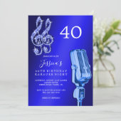 Glitzy Music Note & Microfoon Karaoke Verjaardag Kaart (Staand voorkant)