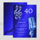 Glitzy Music Note & Microfoon Karaoke Verjaardag Kaart (Voorkant / Achterkant)