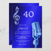 Glitzy Music Note & Microfoon Karaoke Verjaardag Kaart (Voorkant / Achterkant)