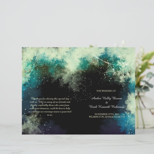 Glitzy Mystic Forest Indie Wedding BiFold Programs (Staand voorkant)
