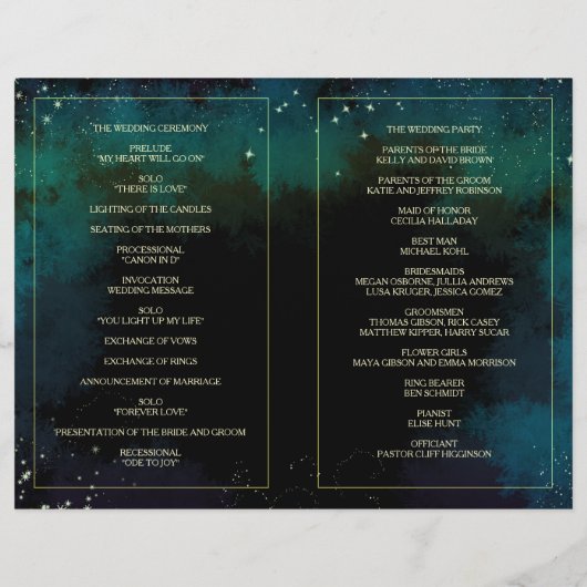 Glitzy Mystic Forest Indie Wedding BiFold Programs (Achterkant)