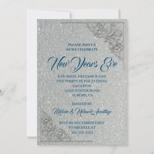 Glitzy New Years Eve Kaart (Voorkant)