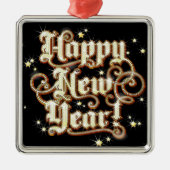 Glitzy Nieuwjaar Metalen Ornament (Voorkant)
