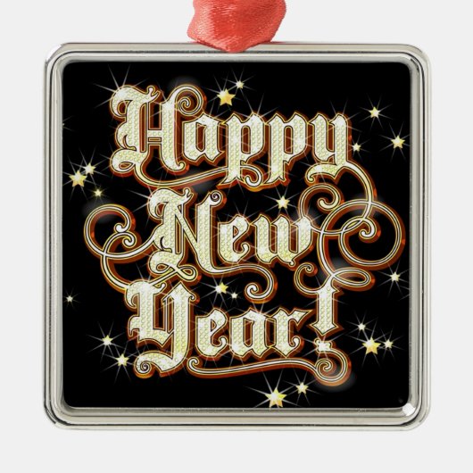 Glitzy Nieuwjaar Metalen Ornament (Voorkant)