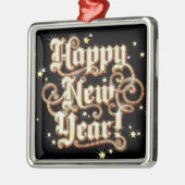 Glitzy Nieuwjaar Metalen Ornament (Links)