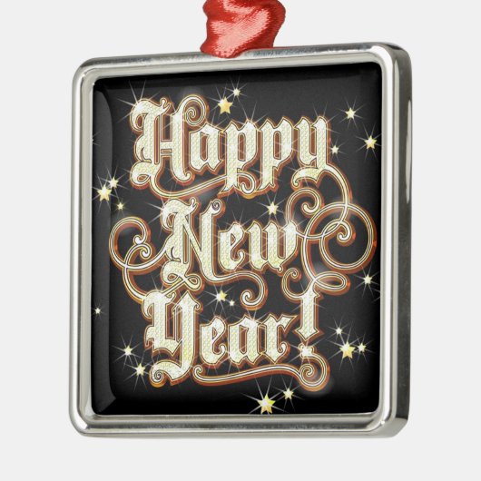 Glitzy Nieuwjaar Metalen Ornament (Links)