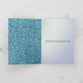 Glitzy Paars Aqua Sparkle Unicorn Name Kaart (Binnen)