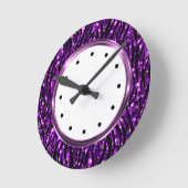 Glitzy Paars Zebra Animal Patroon Ronde Klok (Hoek)