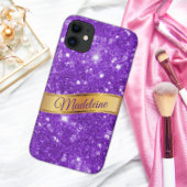Glitzy Paarse aangepaste naam iPhone Case