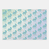 Glitzy Paarse Aqua Gold Sparkle Eenhoorn Inpakpapier Vel (Voorkant)