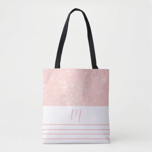 Glitzy Peach Monogrammed Tote Bag (Voorkant)