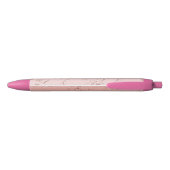 Glitzy Pink Blush Rose Gold Glitter Sparkle Zwarte Inkt Pen (Achterkant)