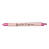 Glitzy Pink Blush Rose Gold Glitter Sparkle Zwarte Inkt Pen (Voorkant)
